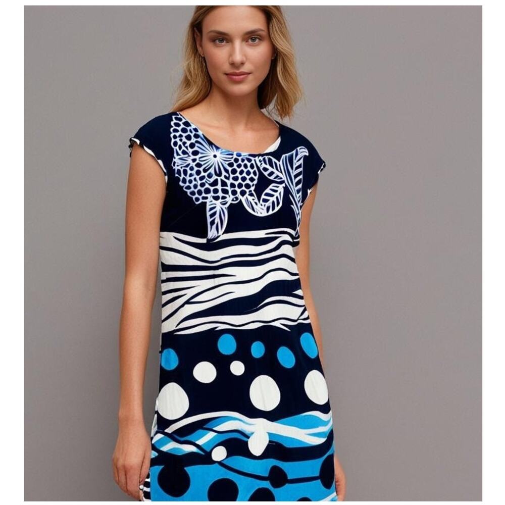 Star India Womens Nautical Shift Dress Medium Novelty Coastal Beachy Festival